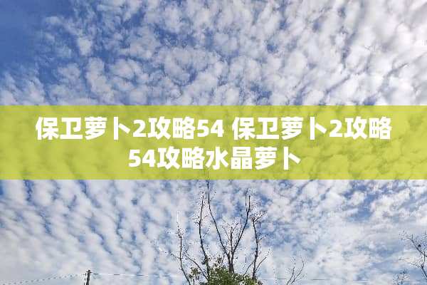 保卫萝卜2攻略54 保卫萝卜2攻略54攻略水晶萝卜