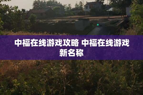 中福在线游戏攻略 中福在线游戏新名称