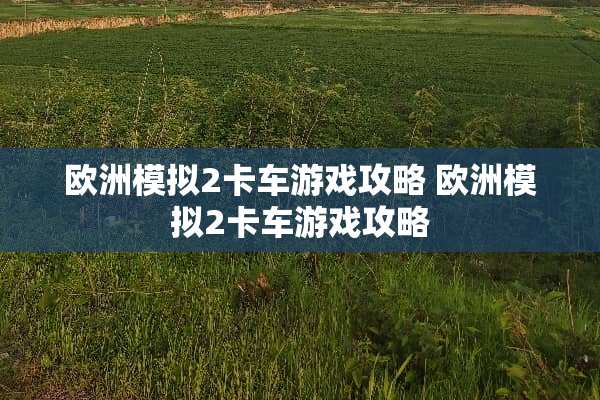 欧洲模拟2卡车游戏攻略 欧洲模拟2卡车游戏攻略