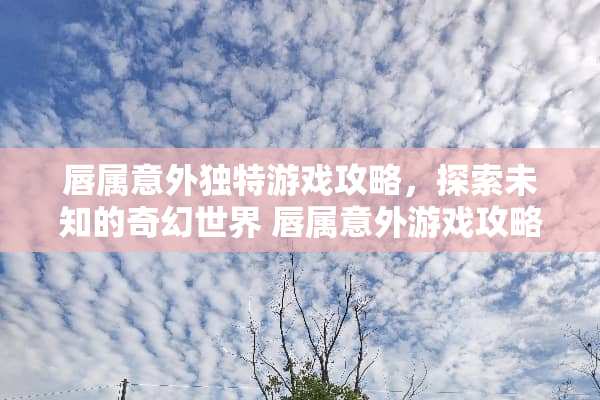 唇属意外独特游戏攻略，探索未知的奇幻世界 唇属意外游戏攻略