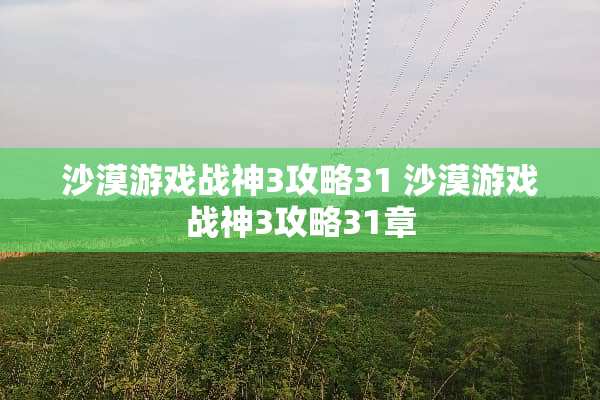 沙漠游戏战神3攻略31 沙漠游戏战神3攻略31章