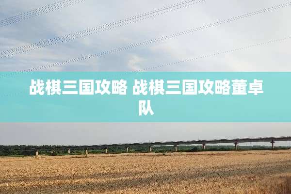 战棋三国攻略 战棋三国攻略董卓队