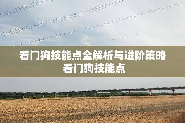 看门狗技能点全解析与进阶策略 看门狗技能点