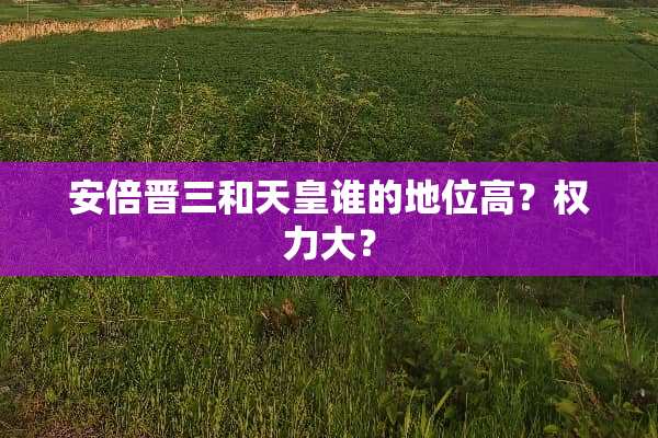 安倍晋三和天皇谁的地位高？权力大？