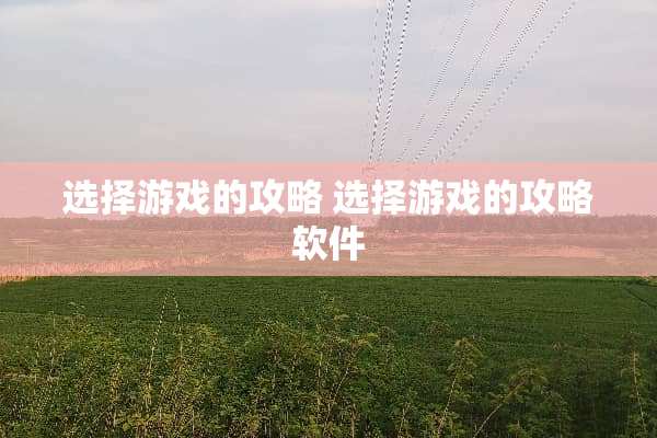 选择游戏的攻略 选择游戏的攻略软件