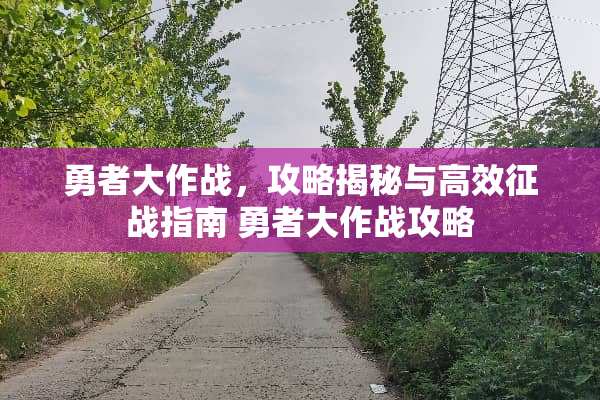 勇者大作战，攻略揭秘与高效征战指南 勇者大作战攻略