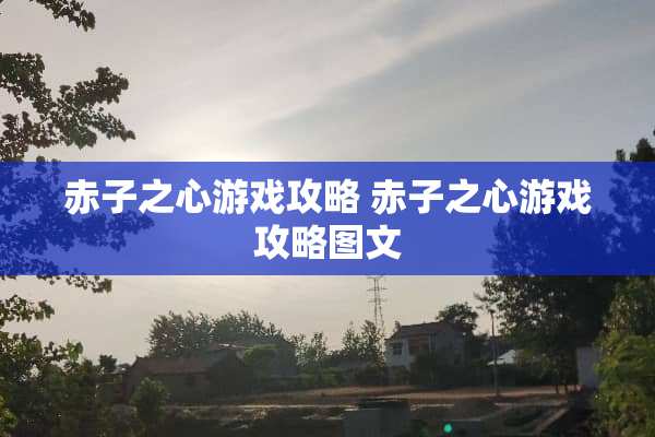 赤子之心游戏攻略 赤子之心游戏攻略图文