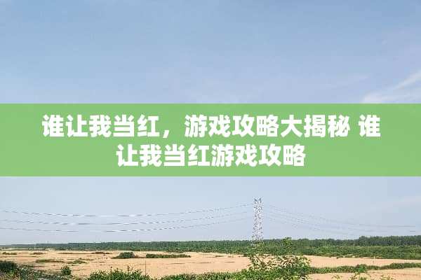 谁让我当红，游戏攻略大揭秘 谁让我当红游戏攻略