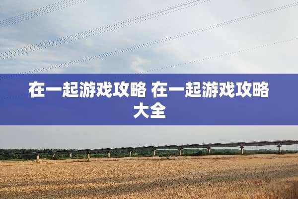 在一起游戏攻略 在一起游戏攻略大全