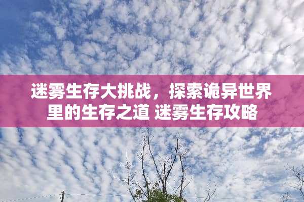 迷雾生存大挑战，探索诡异世界里的生存之道 迷雾生存攻略