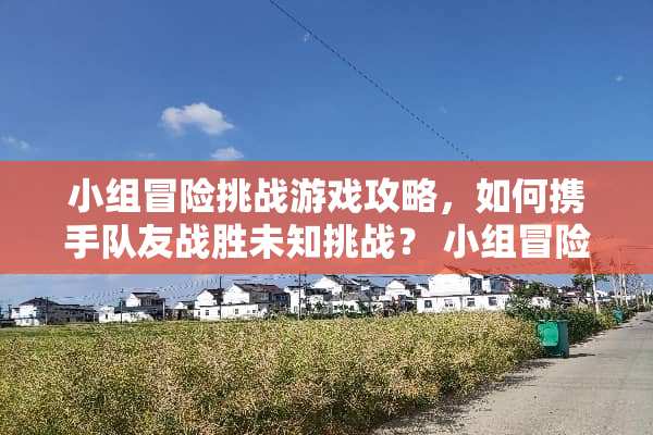 小组冒险挑战游戏攻略，如何携手队友战胜未知挑战？ 小组冒险挑战游戏攻略