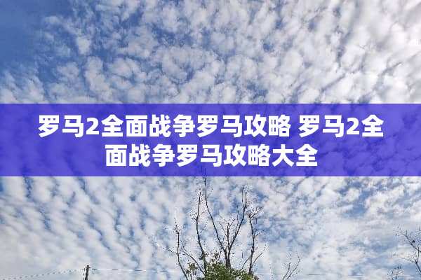 罗马2全面战争罗马攻略 罗马2全面战争罗马攻略大全