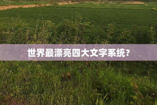 世界最漂亮四大文字系统？