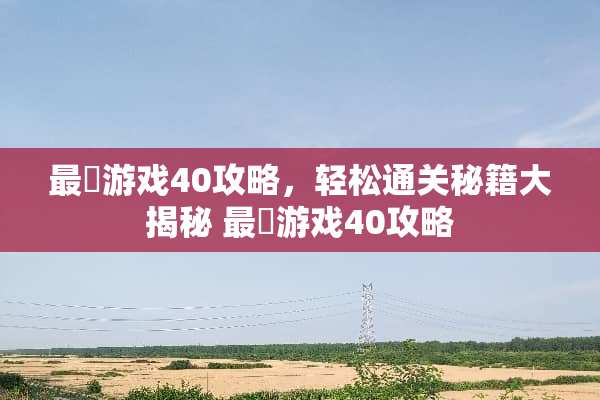 最囧游戏40攻略，轻松通关秘籍大揭秘 最囧游戏40攻略