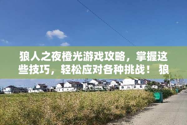 狼人之夜橙光游戏攻略，掌握这些技巧，轻松应对各种挑战！ 狼人之夜橙光游戏攻略