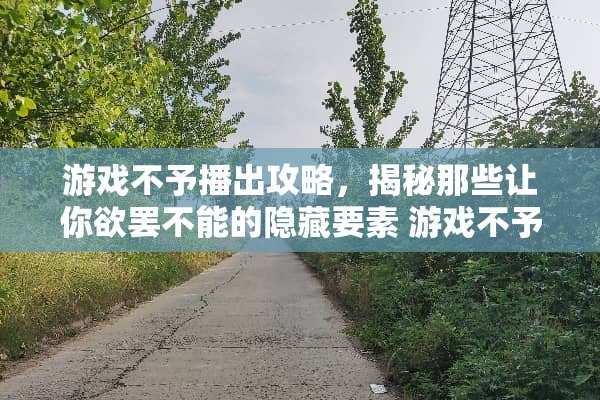 游戏不予播出攻略，揭秘那些让你欲罢不能的隐藏要素 游戏不予播出攻略