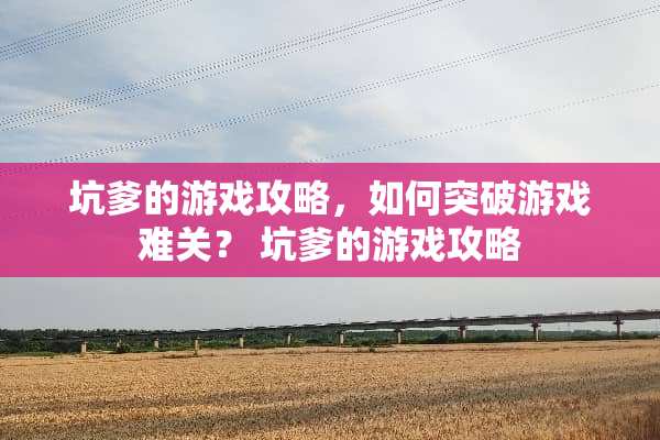 坑爹的游戏攻略，如何突破游戏难关？ 坑爹的游戏攻略