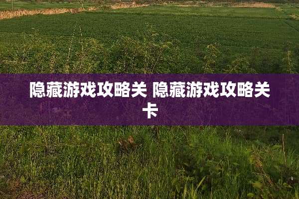 隐藏游戏攻略关 隐藏游戏攻略关卡