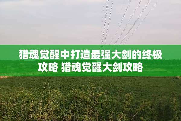 猎魂觉醒中打造最强大剑的终极攻略 猎魂觉醒大剑攻略