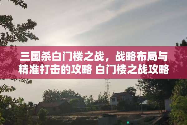 三国杀白门楼之战，战略布局与精准打击的攻略 白门楼之战攻略