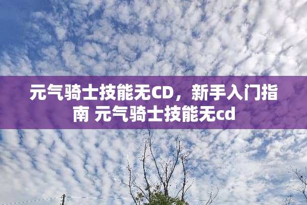 元气骑士技能无CD，新手入门指南 元气骑士技能无cd