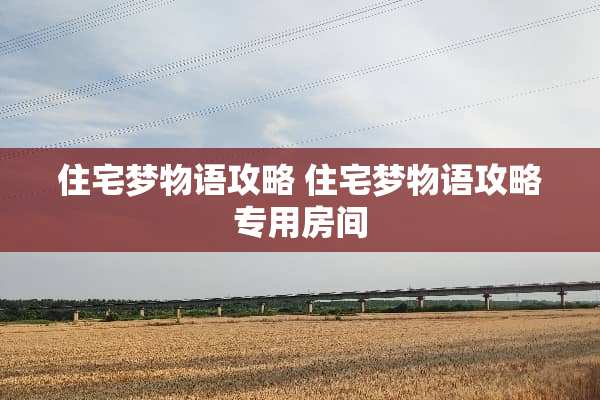 住宅梦物语攻略 住宅梦物语攻略专用房间