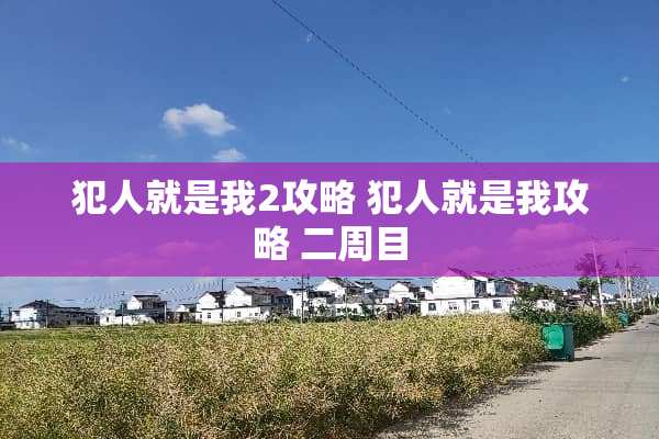 犯人就是我2攻略 犯人就是我攻略 二周目