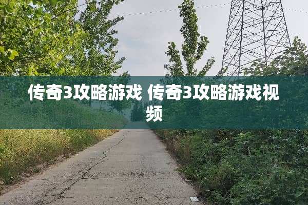 传奇3攻略游戏 传奇3攻略游戏视频