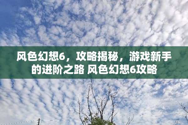 风色幻想6，攻略揭秘，游戏新手的进阶之路 风色幻想6攻略