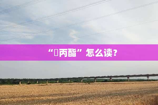 “棓丙酯”怎么读？