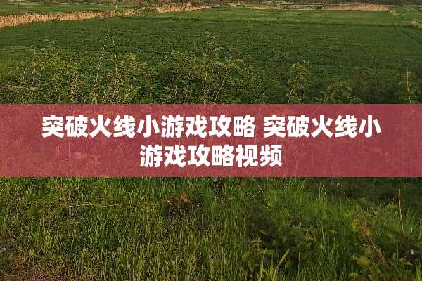 突破火线小游戏攻略 突破火线小游戏攻略视频