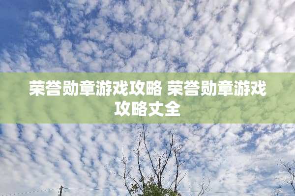 荣誉勋章游戏攻略 荣誉勋章游戏攻略丈全