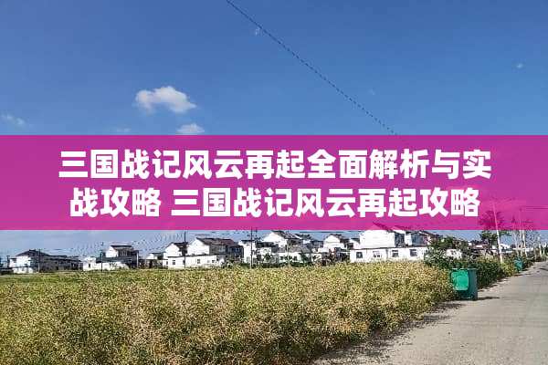 三国战记风云再起全面解析与实战攻略 三国战记风云再起攻略