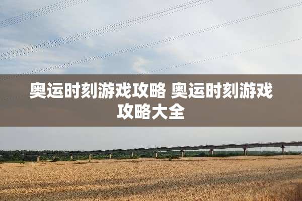 奥运时刻游戏攻略 奥运时刻游戏攻略大全