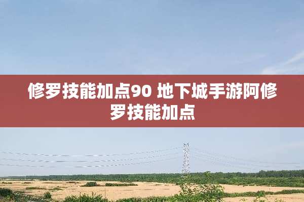 修罗技能加点90 **城手游阿修罗技能加点