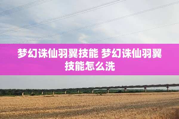 梦幻诛仙羽翼技能 梦幻诛仙羽翼技能怎么洗