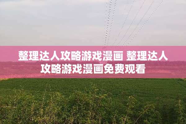 整理达人攻略游戏漫画 整理达人攻略游戏漫画免费观看