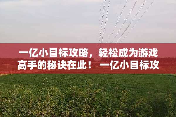 一亿小目标攻略，轻松成为游戏高手的秘诀在此！ 一亿小目标攻略