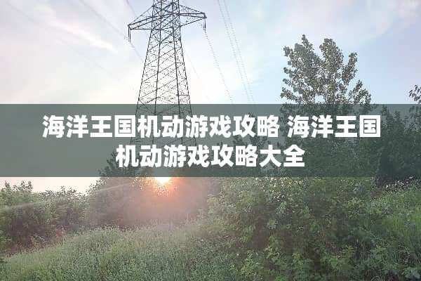 海洋王国机动游戏攻略 海洋王国机动游戏攻略大全