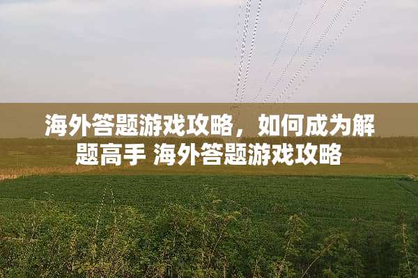 海外答题游戏攻略，如何成为解题高手 海外答题游戏攻略