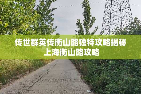 传世群英传衡山路独特攻略揭秘 上海衡山路攻略