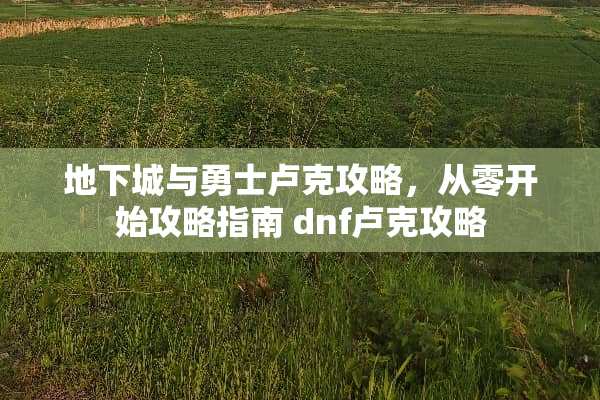 **城与勇士卢克攻略，从零开始攻略指南 dnf卢克攻略