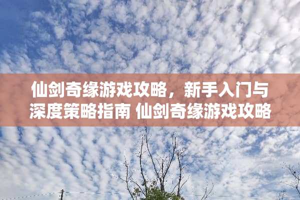 仙剑奇缘游戏攻略，新手入门与深度策略指南 仙剑奇缘游戏攻略
