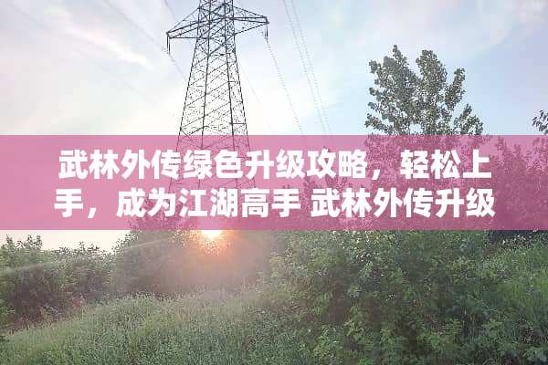 武林外传绿色升级攻略，轻松上手，成为江湖高手 武林外传升级攻略