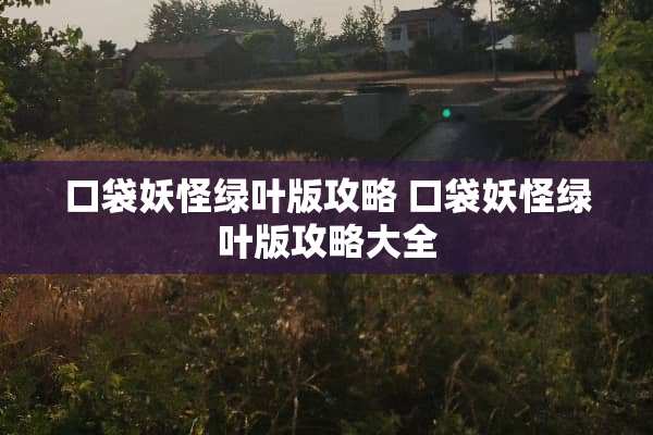 口袋妖怪绿叶版攻略 口袋妖怪绿叶版攻略大全
