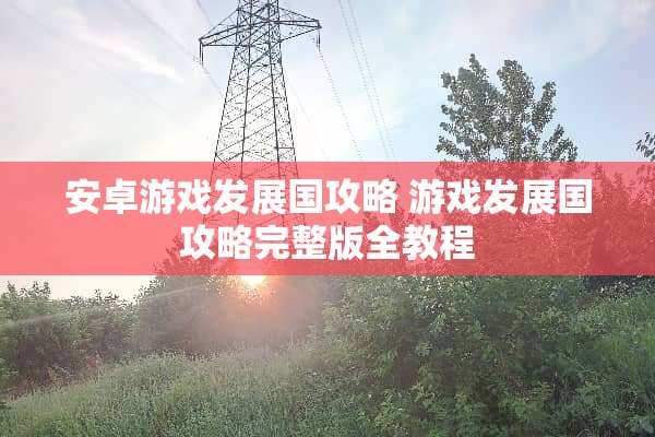 安卓游戏发展国攻略 游戏发展国攻略完整版全教程