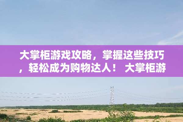 大掌柜游戏攻略，掌握这些技巧，轻松成为购物达人！ 大掌柜游戏攻略
