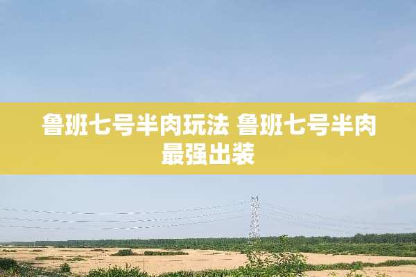 鲁班七号半肉玩法 鲁班七号半肉最强出装