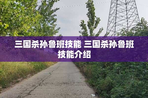 三国杀孙鲁班技能 三国杀孙鲁班技能介绍