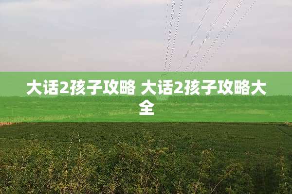 大话2孩子攻略 大话2孩子攻略大全